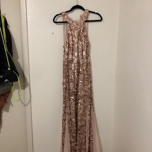 David's Bridal Dresses - Glitter Lace and Jersey High Neck A Line Gown David's Bridal Dresses - Glitter Lace and Jersey High Neck A Line Gown